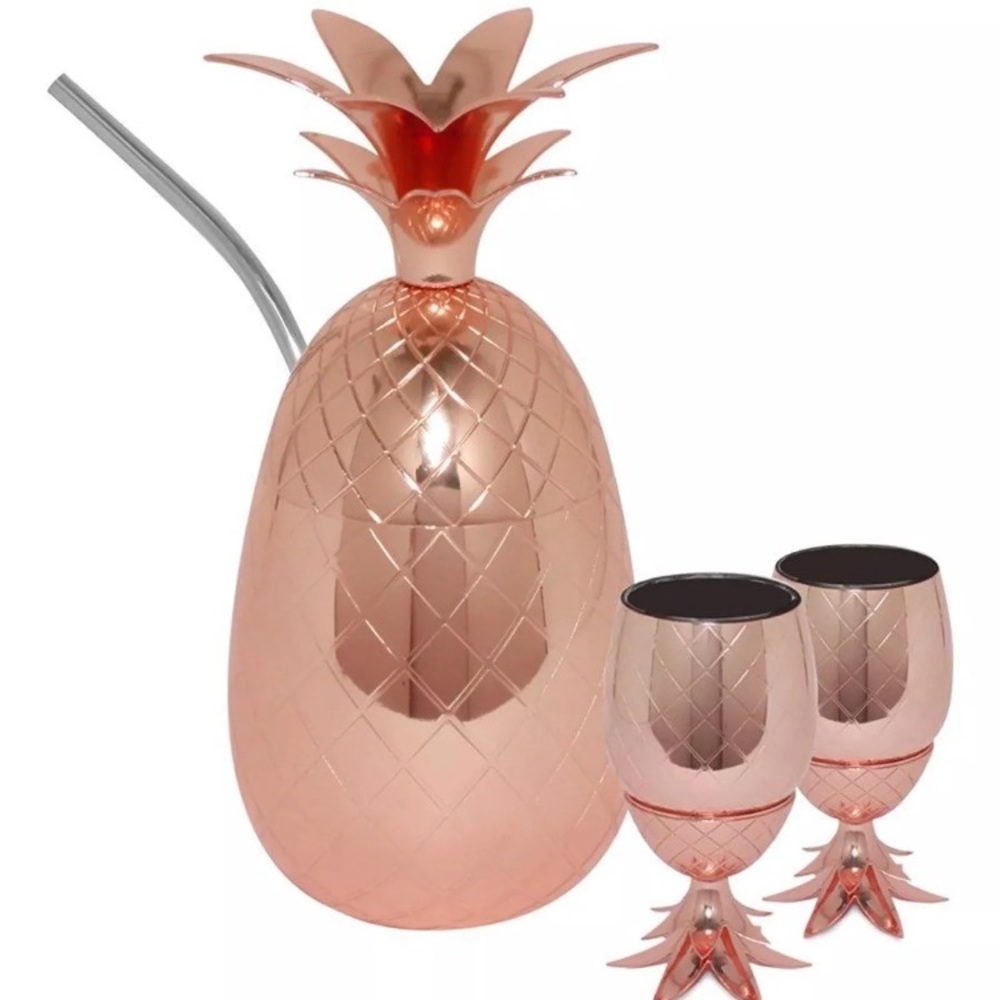 COPPER PINEAPPLE TUMBLER SHOT GLASS GIFT SET